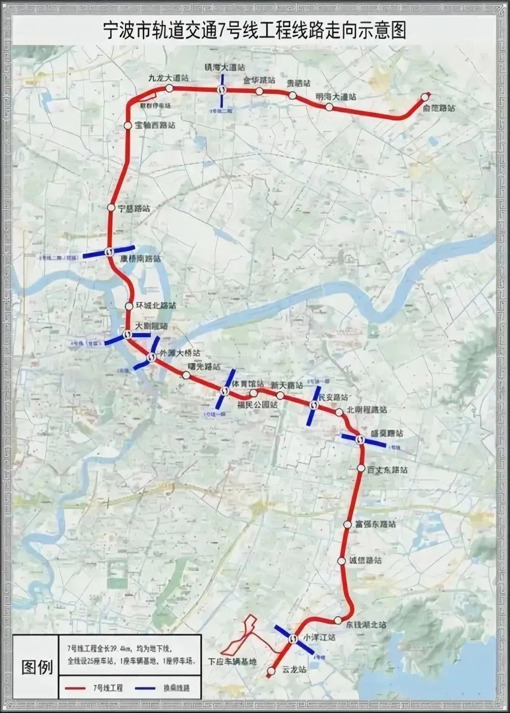 宁波市轨道交通7号线工程线路示意图