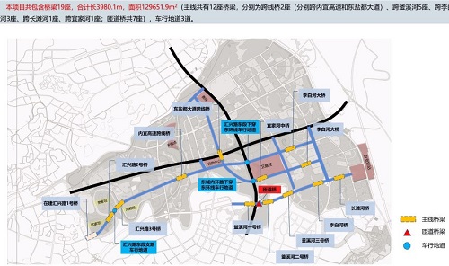 桥梁工程平面图 - 晨越建管：自贡东部新城二期迎来首座桥梁基础承台混凝土浇筑