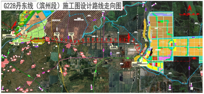 G228丹东线滨州段施工图设计路线走向图