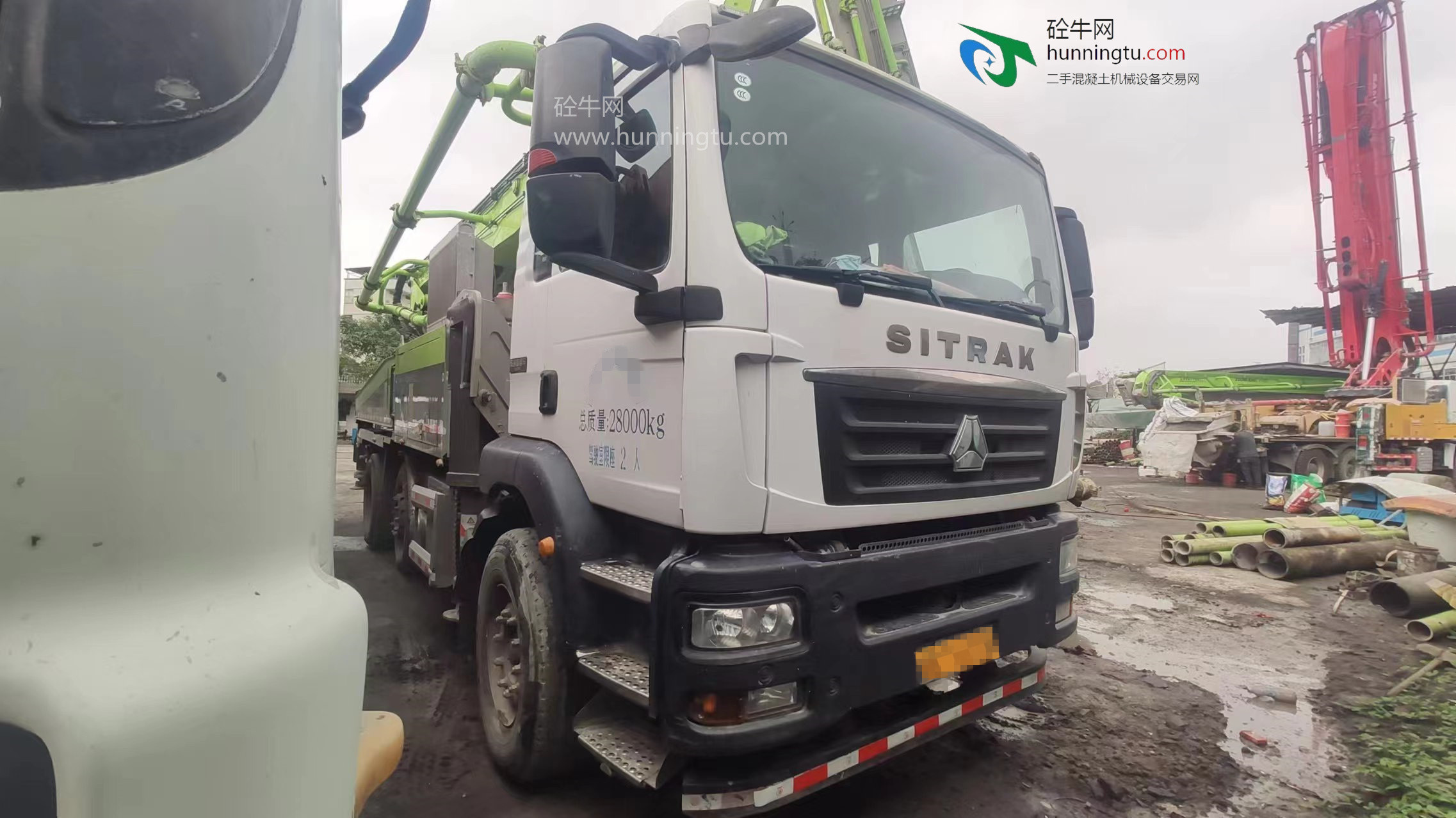 广州市2021年底国六40米中联重科混凝土泵车，汕德卡底盘，三桥车