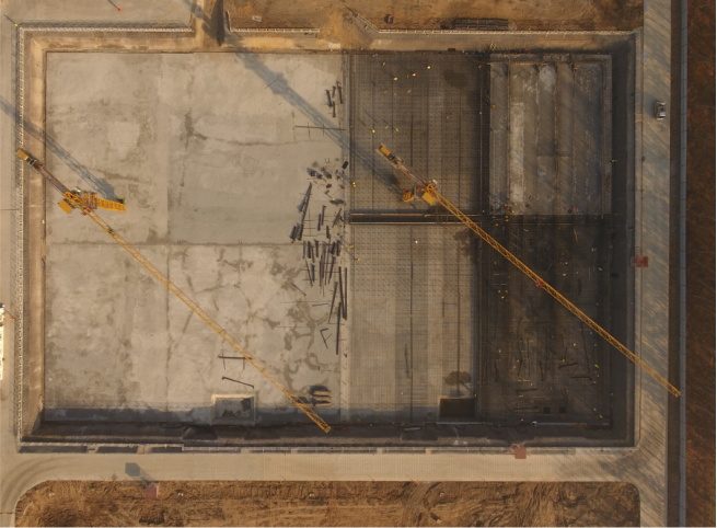 广饶污水处理厂控制性单体——综合生化池底板第一仓混凝土浇筑完成