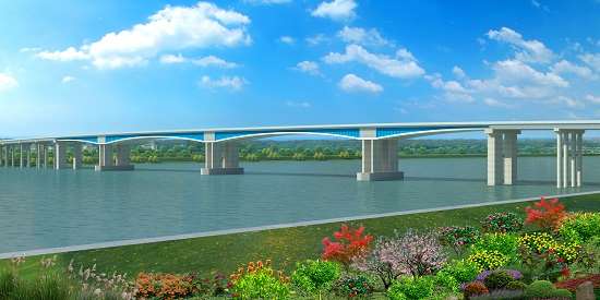 横门西水道大桥形象图 - 中开高速公路横门西水道大桥首个0号块混凝土浇筑完成