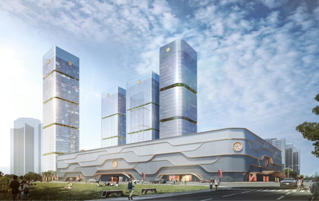 项目效果图 - 中建八局杭州SKP项目B幢塔楼1.7万方底板大体积混凝土浇筑完成