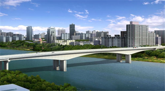 四川省眉山市青神县岷江二桥项目桥面工程混凝土浇筑完成